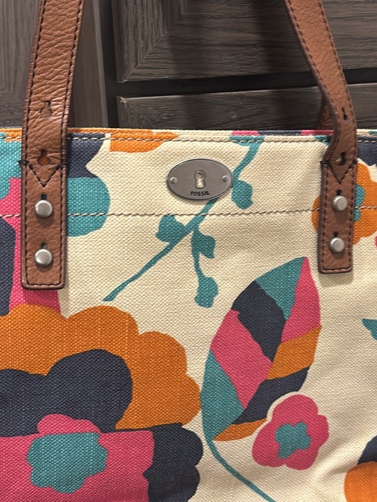 Fossil Handbags - Fossil Canvas Floral Tote in Cream, Teal, Pink, Orange, Navy